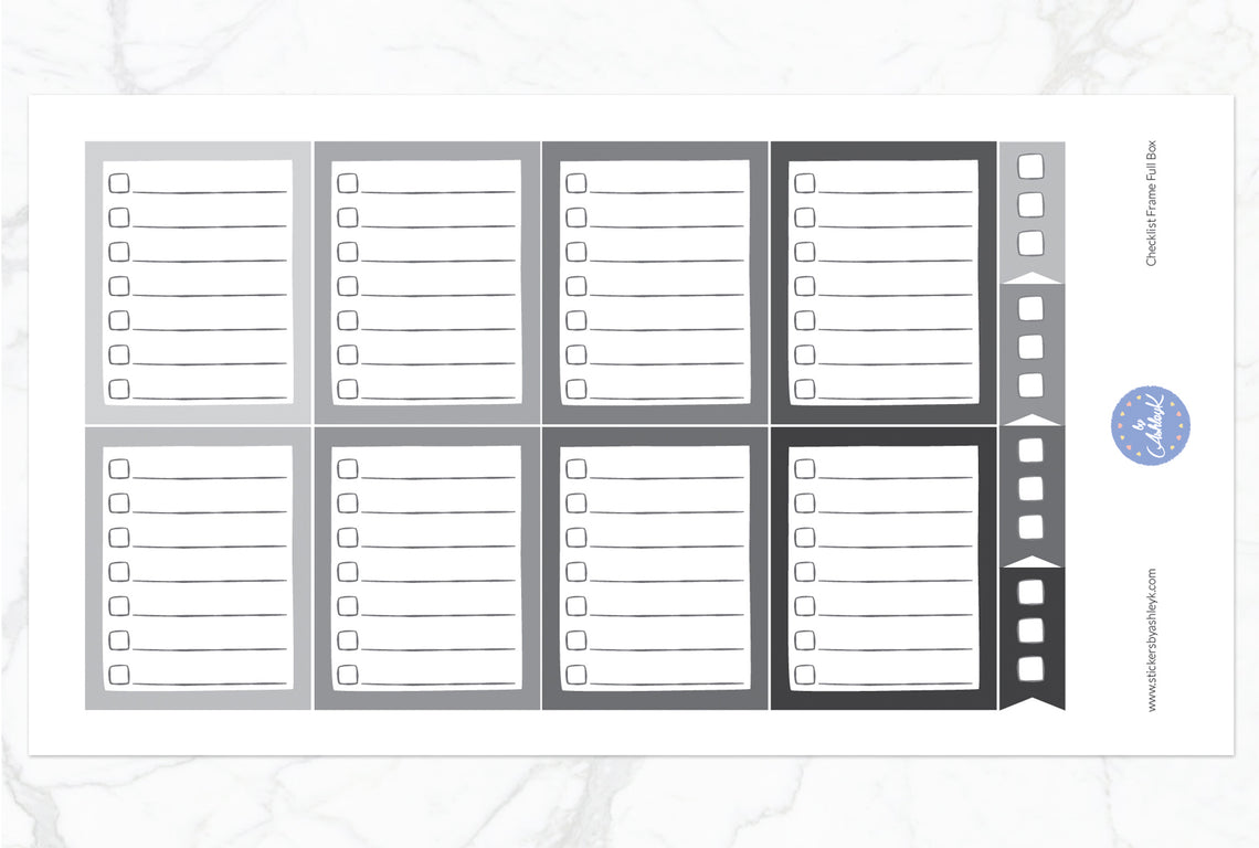 Checklist Frame Full Box Stickers - Monochrome