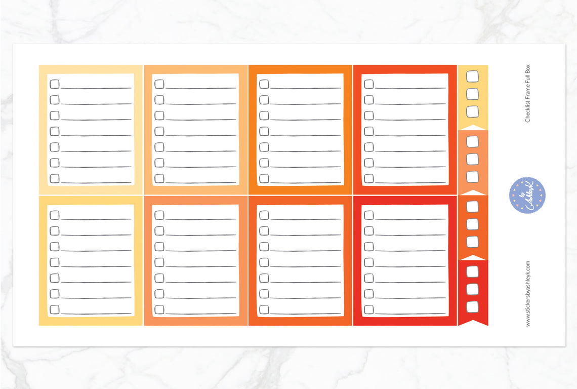 Checklist Frame Full Box Stickers - Orange
