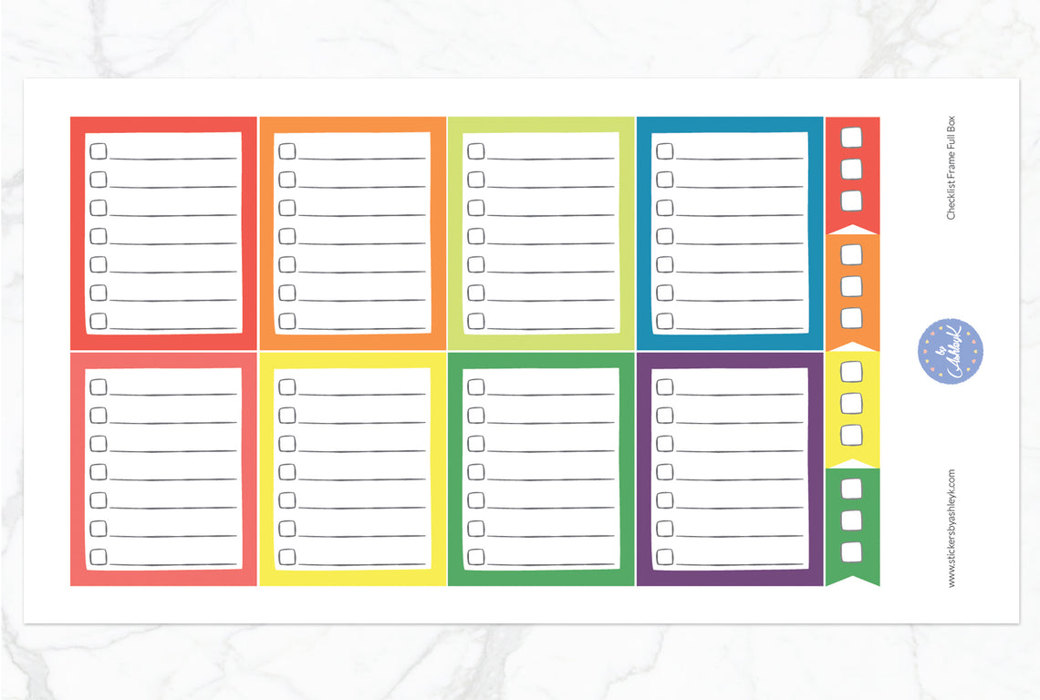 Checklist Frame Full Box Stickers - Pastel Rainbow