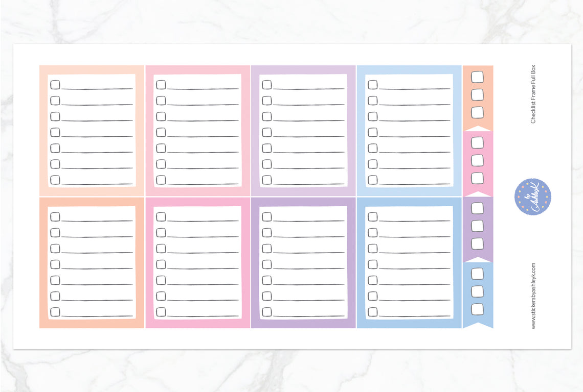 Checklist Frame Full Box Stickers - Pastel Sunset