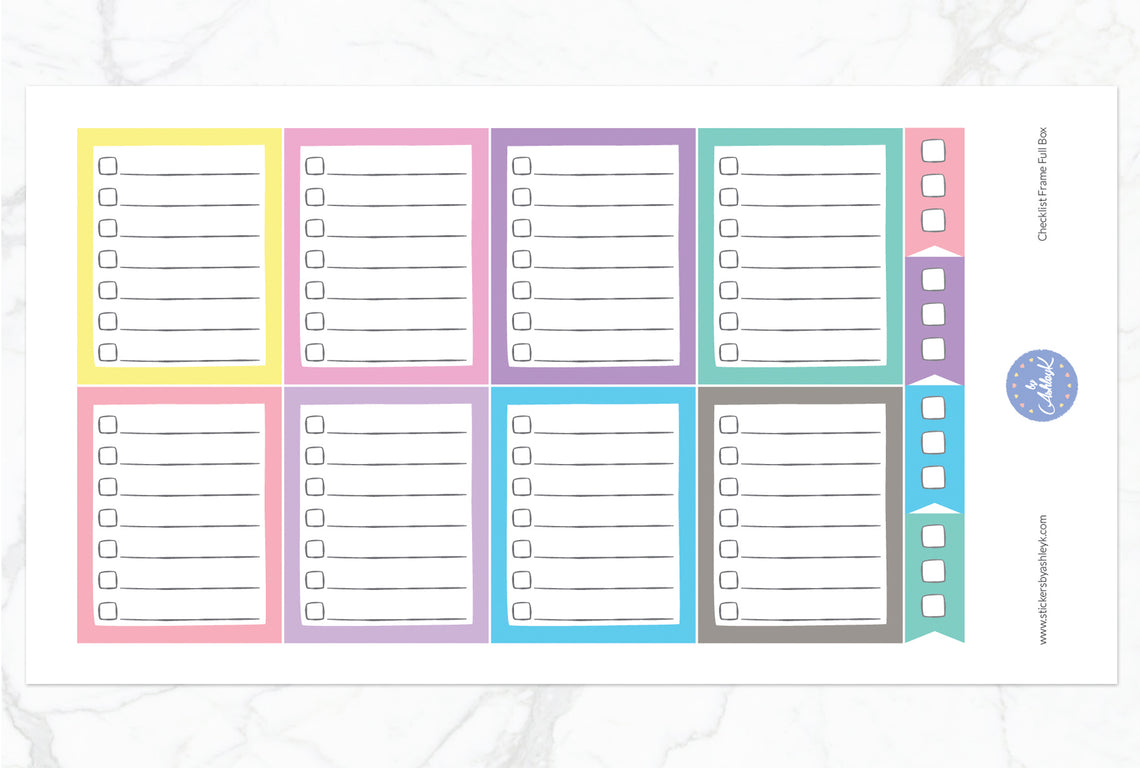 Checklist Frame Full Box Stickers - Pastel