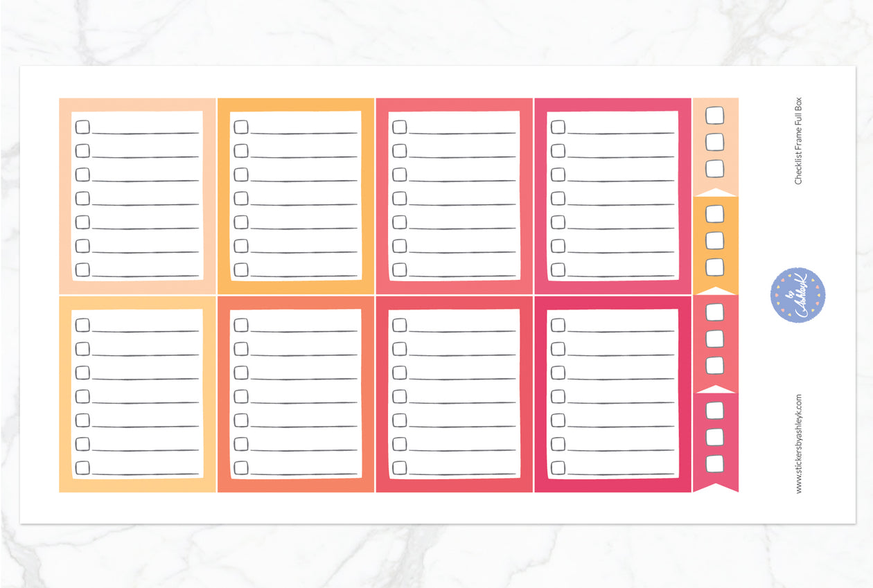 Checklist Frame Full Box Stickers - Peach