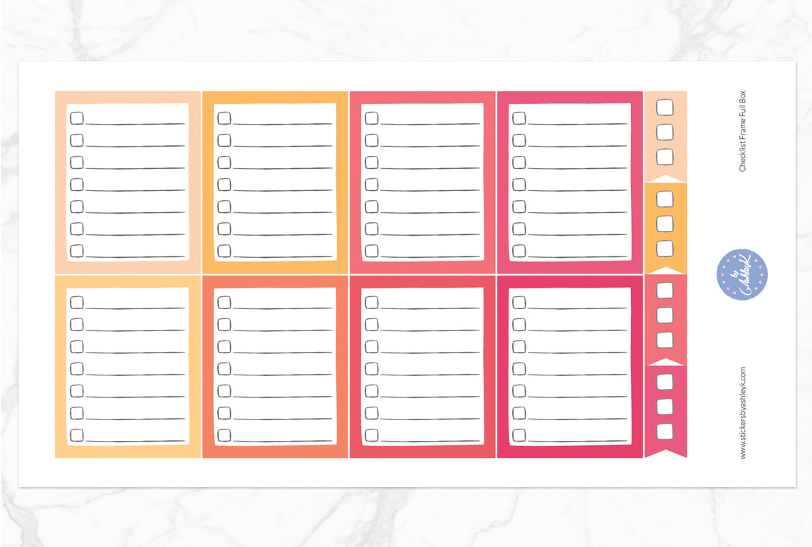 Checklist Frame Full Box Stickers - Peach