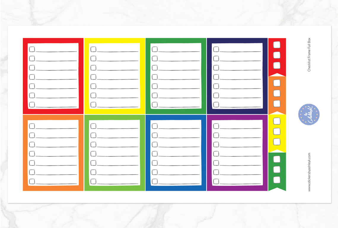 Checklist Frame Full Box Stickers - Rainbow