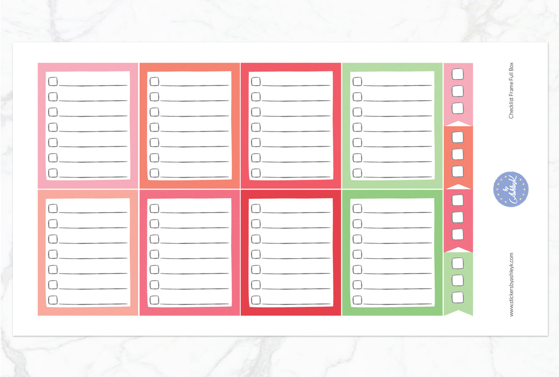 Checklist Frame Full Box Stickers - Strawberry
