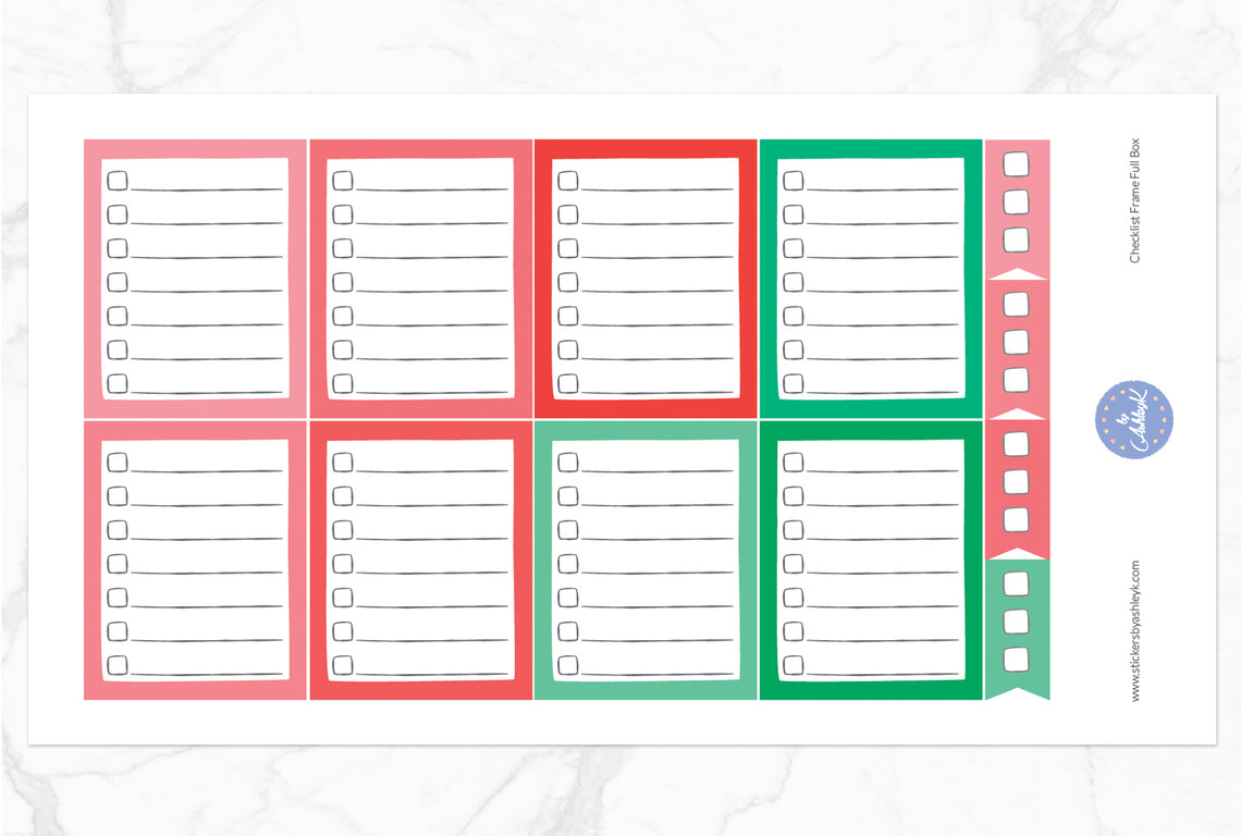 Checklist Frame Full Box Stickers - Watermelon