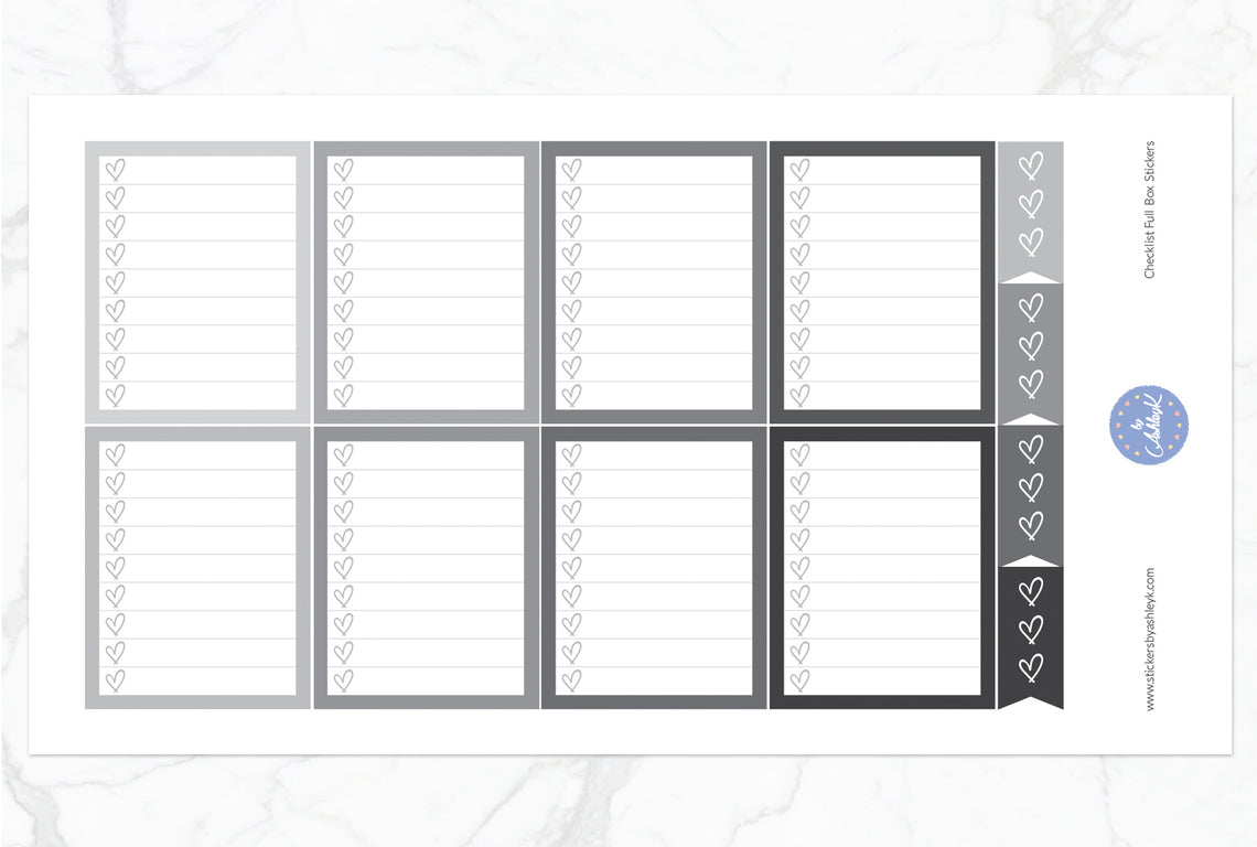 Checklist Full Box Stickers - Monochrome