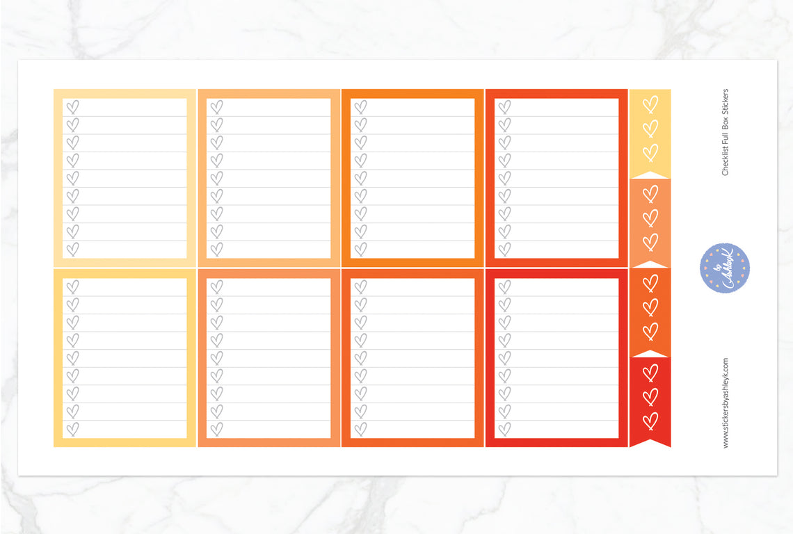 Checklist Full Box Stickers - Orange