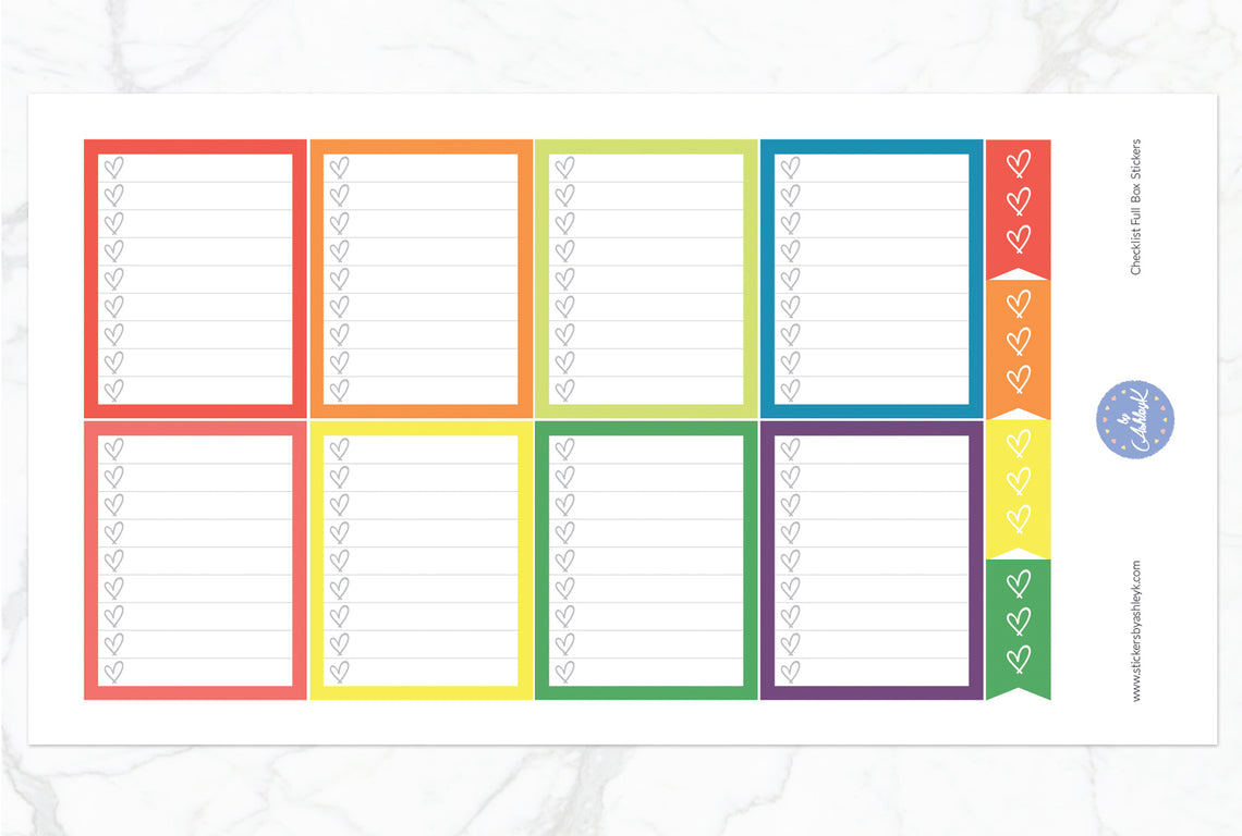Checklist Full Box Stickers - Pastel Rainbow