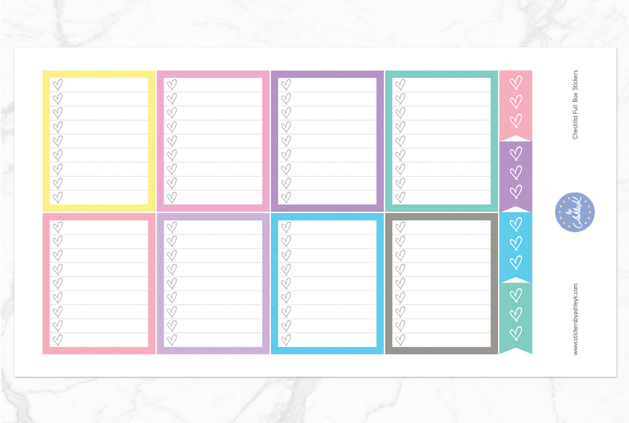 Checklist Full Box Stickers - Pastel