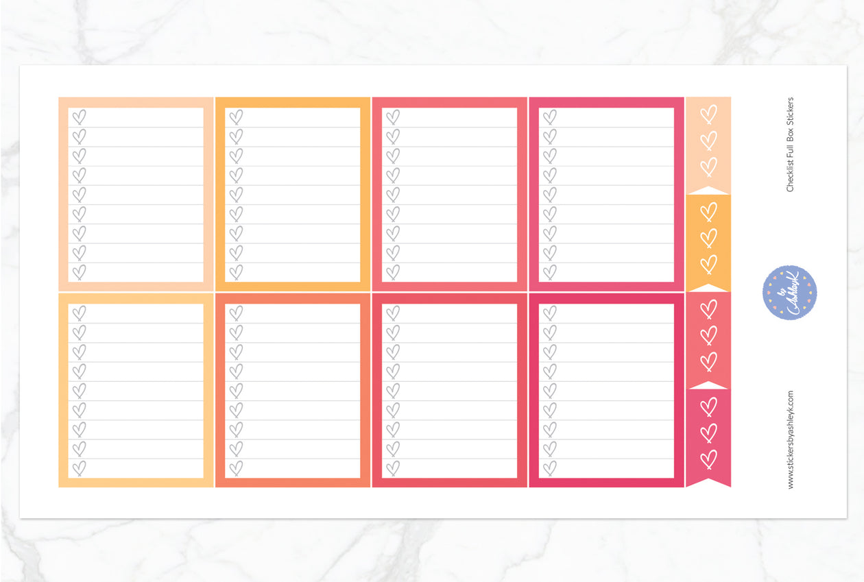Checklist Full Box Stickers - Peach