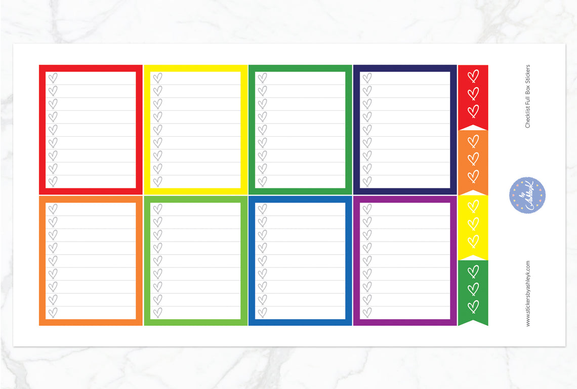Checklist Full Box Stickers - Rainbow