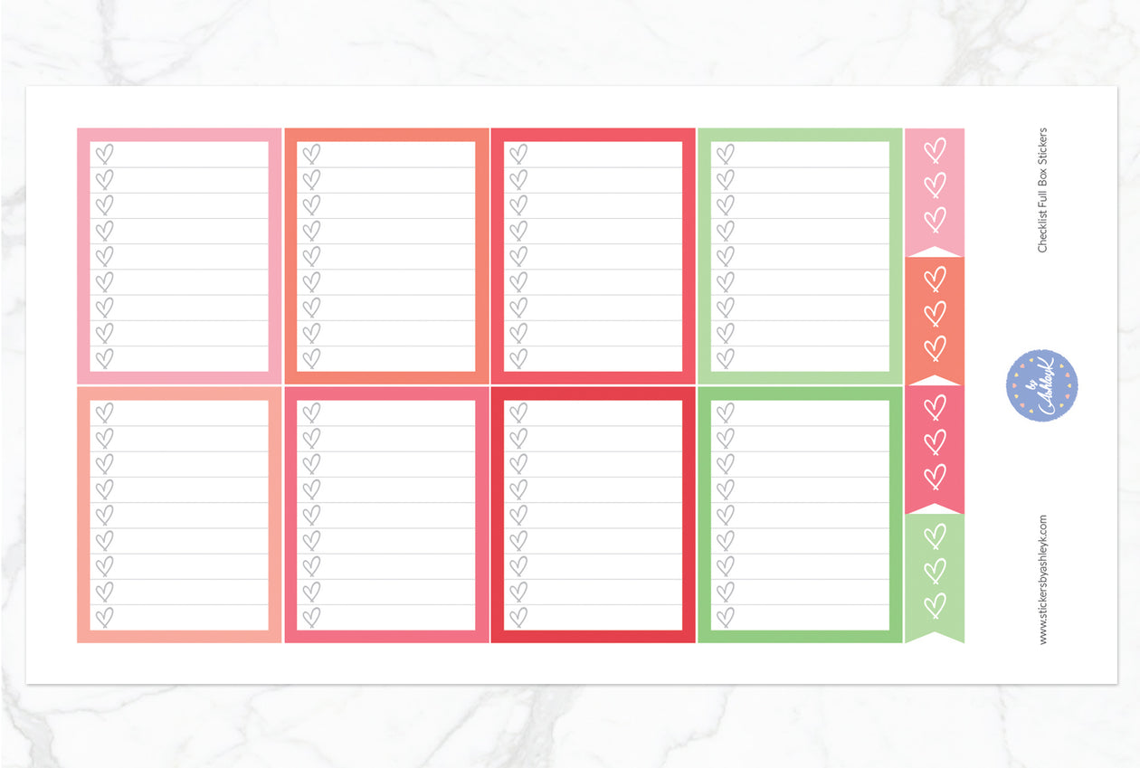Checklist Full Box Stickers - Strawberry