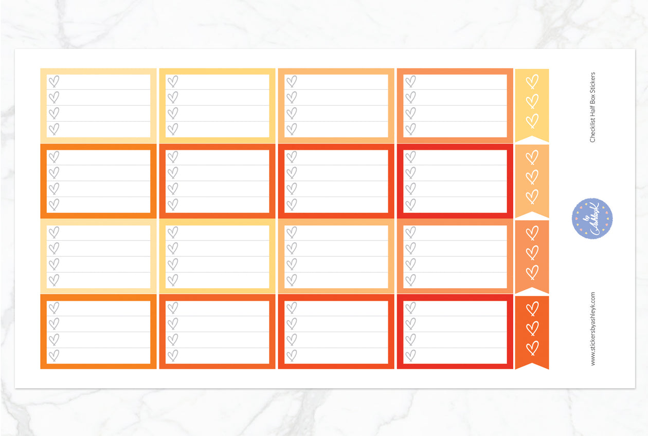 Checklist Half Box Stickers - Orange
