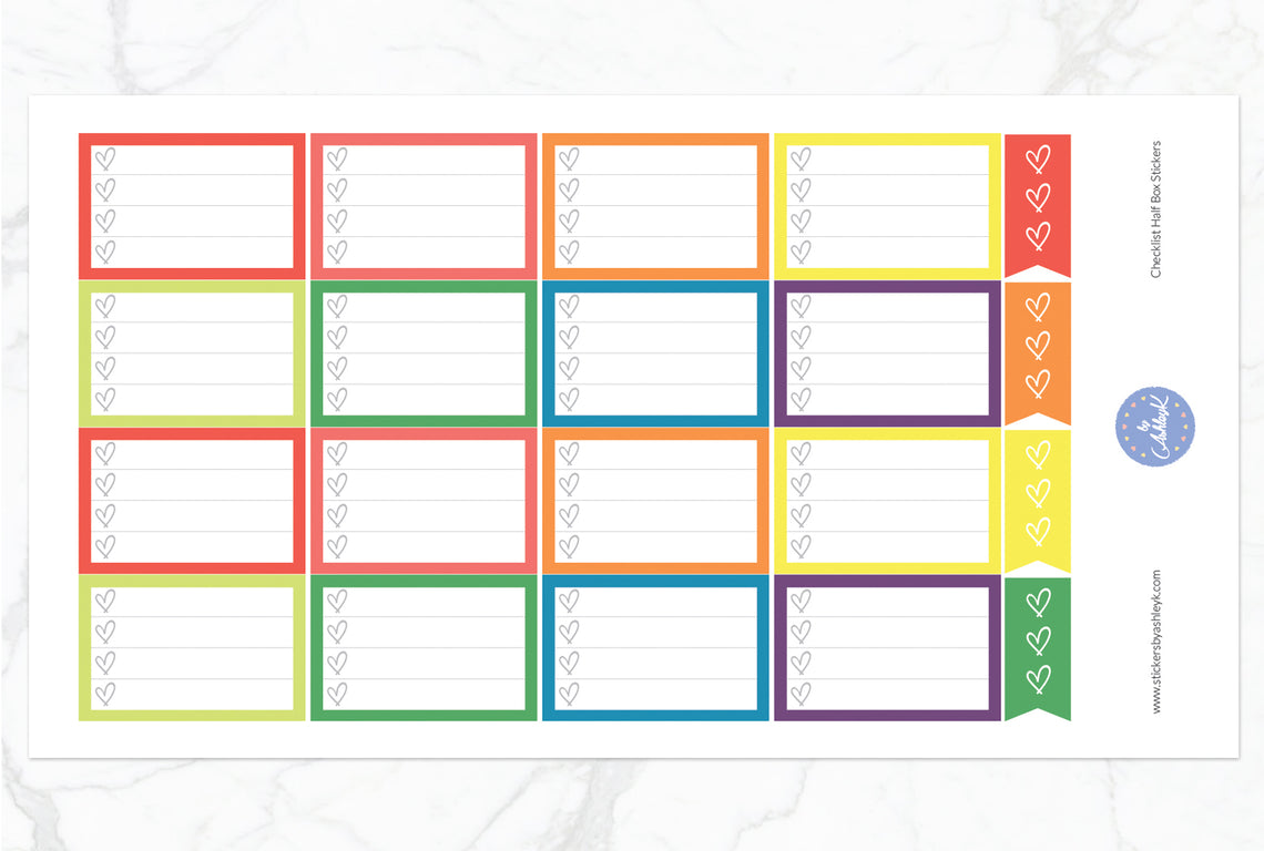 Checklist Half Box Stickers - Pastel Rainbow