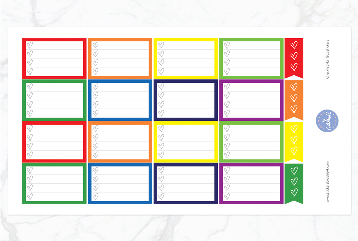 Checklist Half Box Stickers - Rainbow
