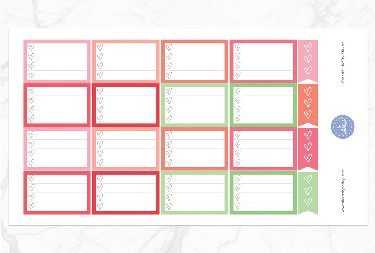 Checklist Half Box Stickers - Strawberry