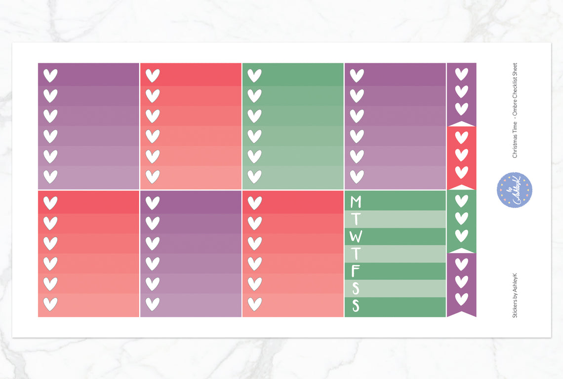 Christmas Time  - Ombre Checklist Sheet