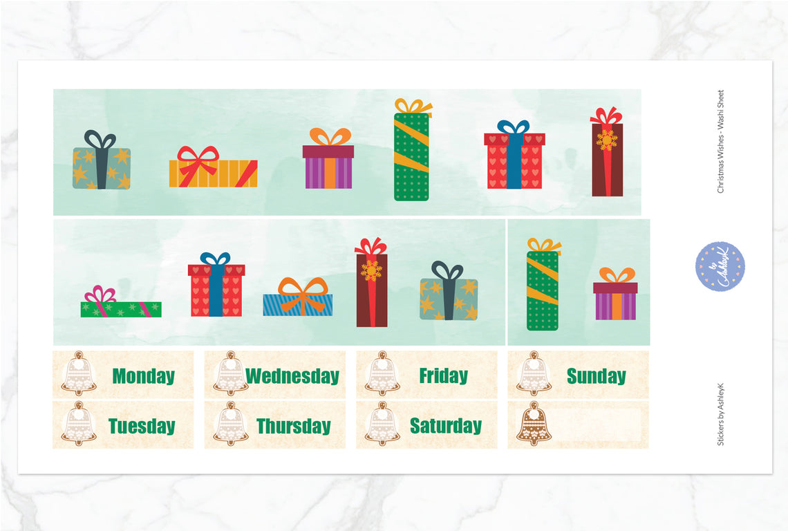 Christmas Wishes Weekly Kit  - Washi Sheet
