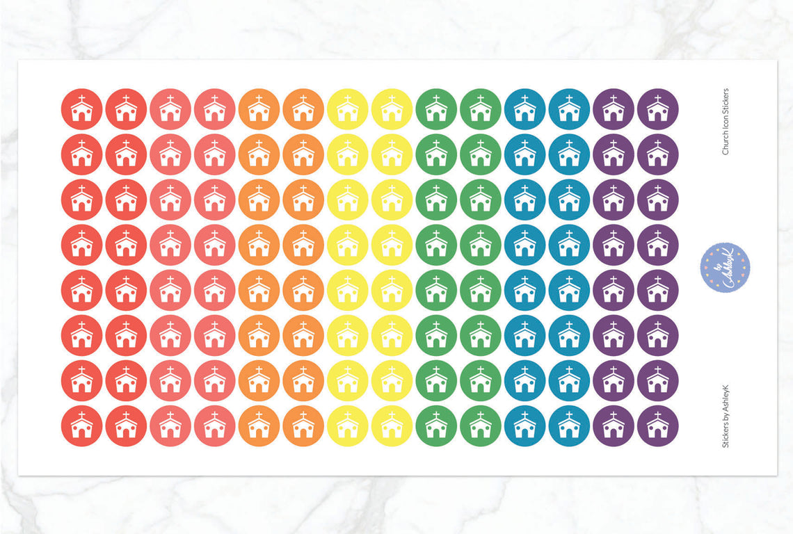 Church Icon Stickers - Pastel Rainbow