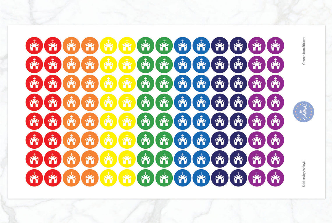 Church Icon Stickers - Rainbow