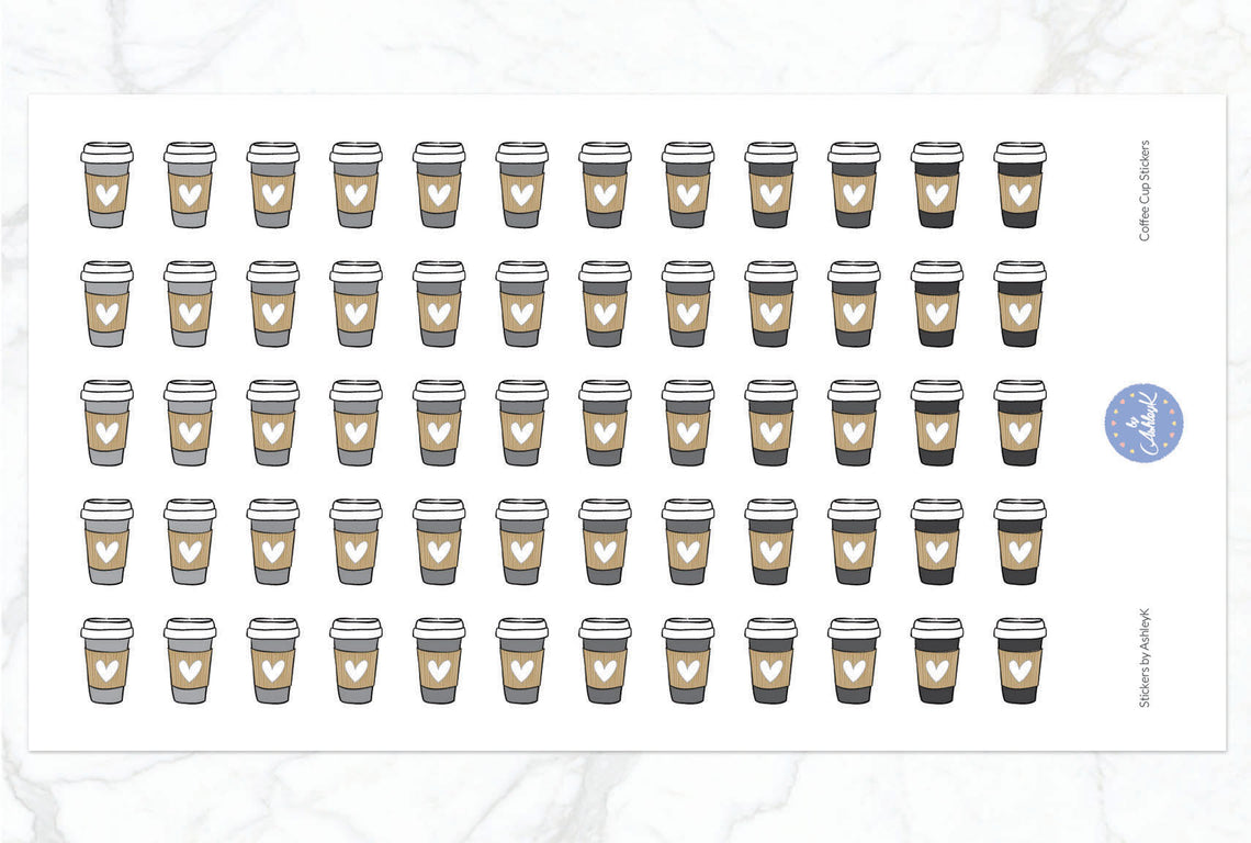 Coffee Cup Stickers - Monochrome