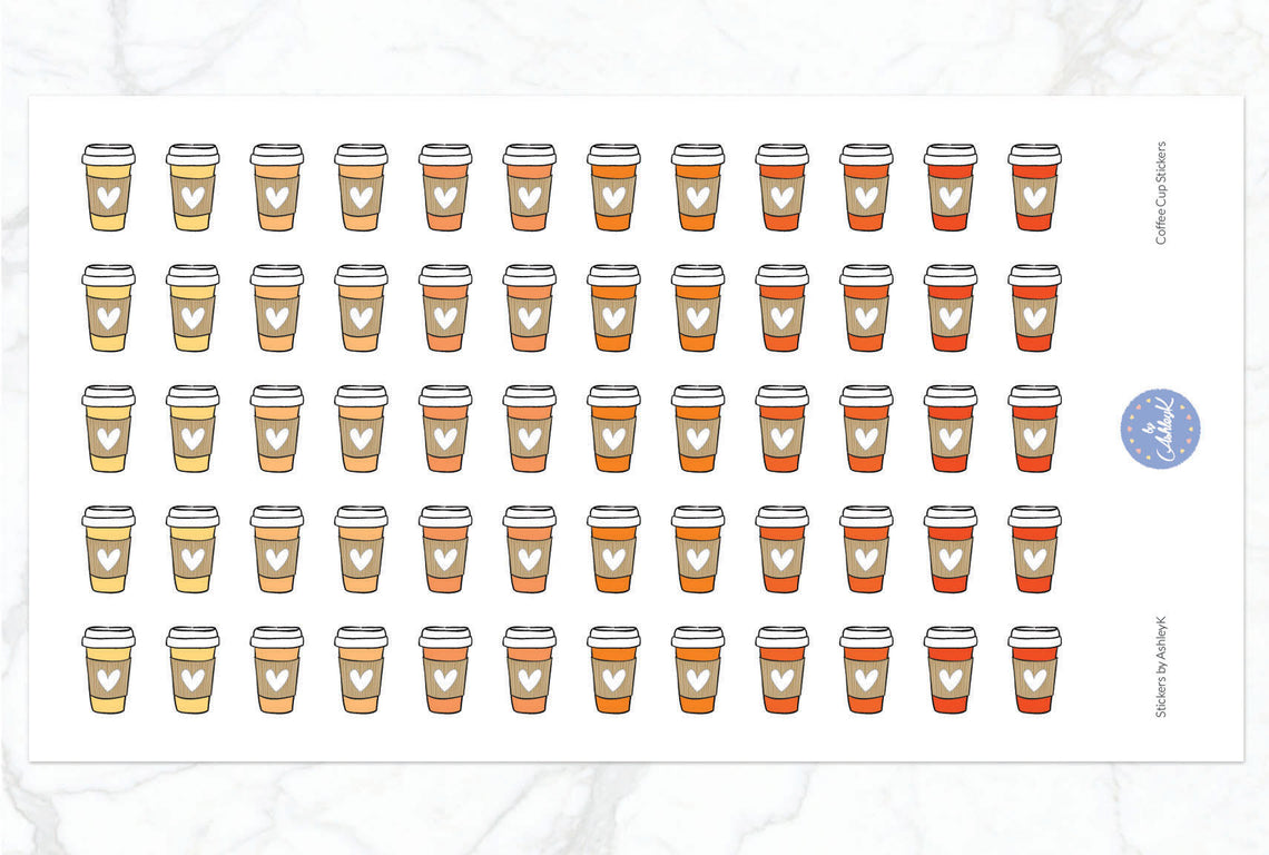 Coffee Cup Stickers - Orange