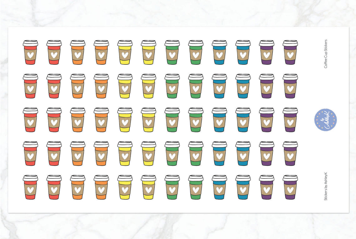 Coffee Cup Stickers - Pastel Rainbow