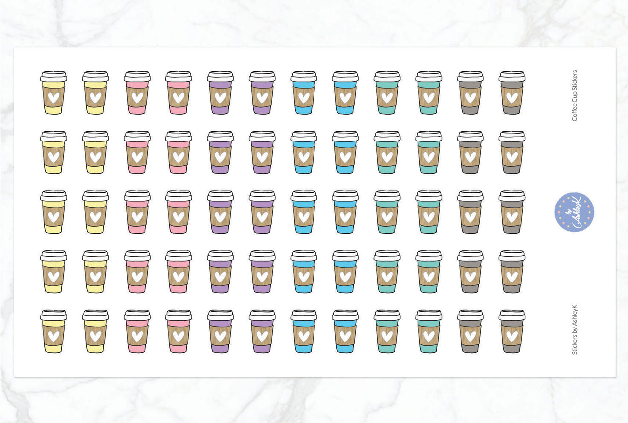 Coffee Cup Stickers - Pastel