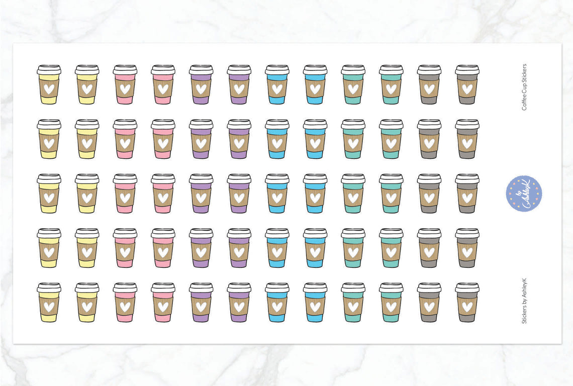 Coffee Cup Stickers - Pastel