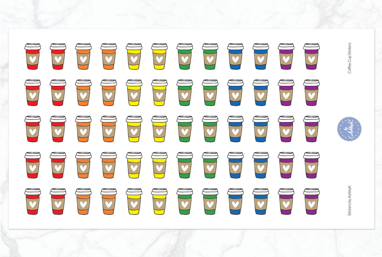 Coffee Cup Stickers - Rainbow