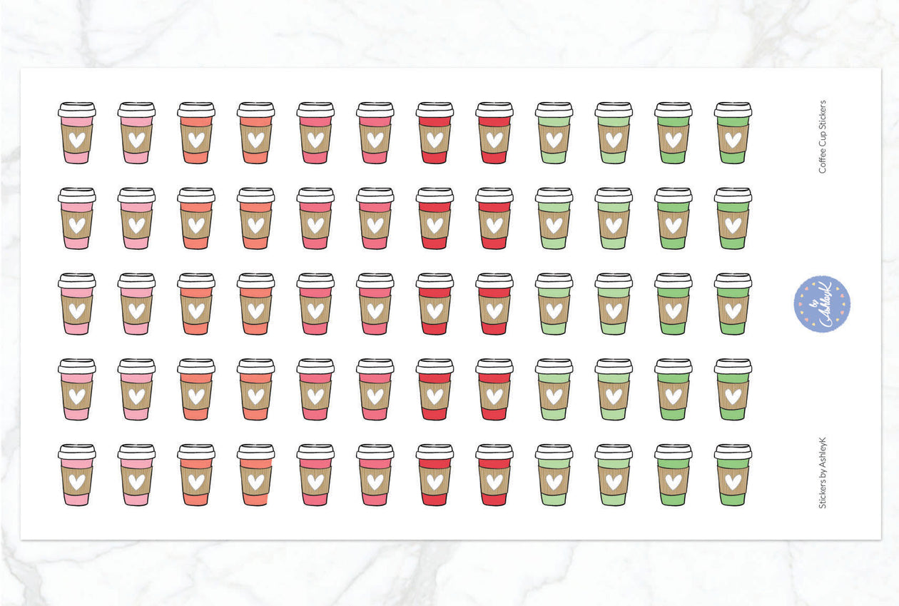 Coffee Cup Stickers - Strawberry