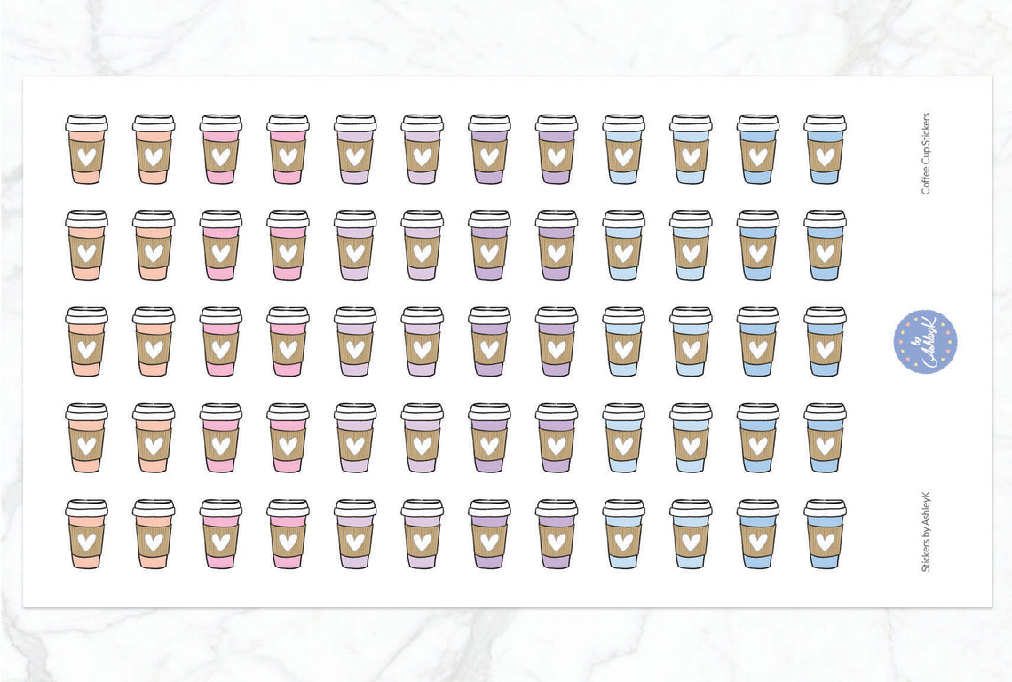 Coffee Cup Stickers - Pastel Sunset