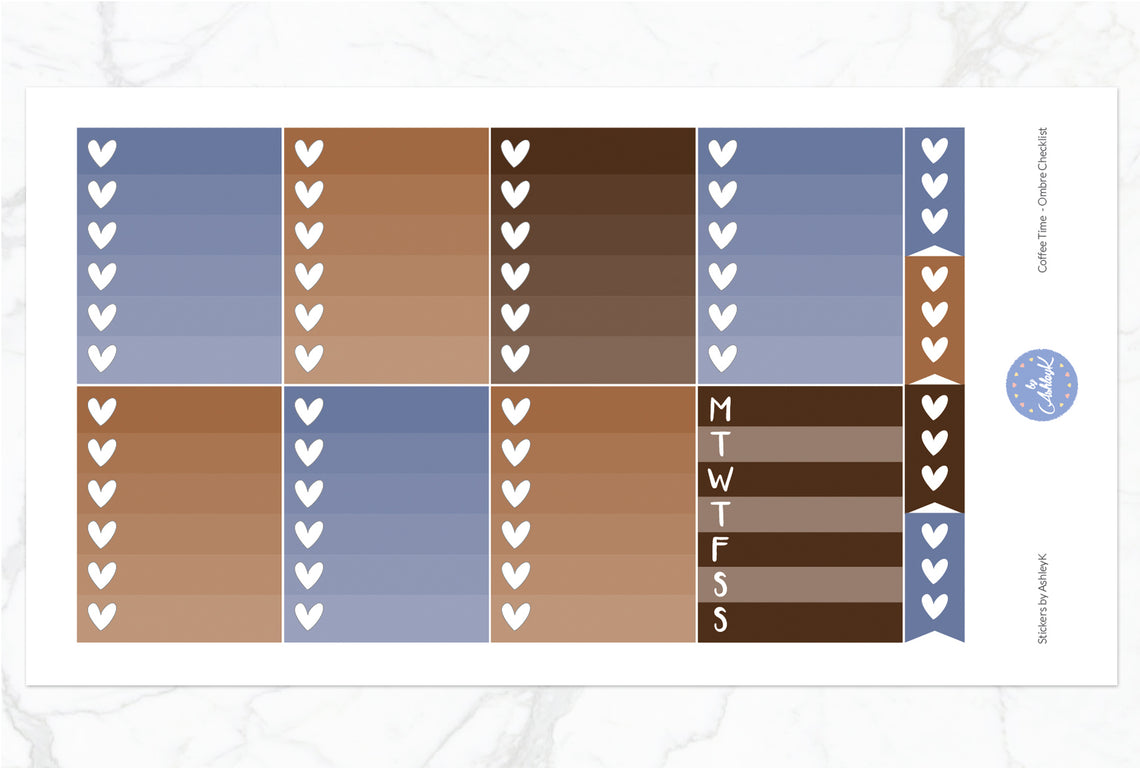 Coffee Time Weekly Kit  - Ombre Checklist Sheet