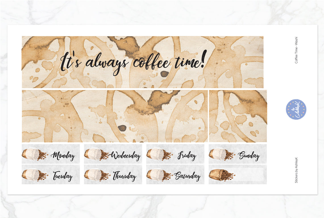 Coffee Time Weekly Kit  - Washi Sheet