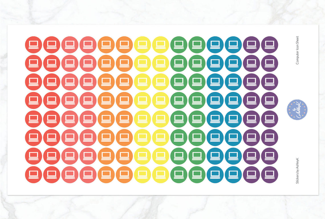 Computer Icon Stickers - Pastel Rainbow
