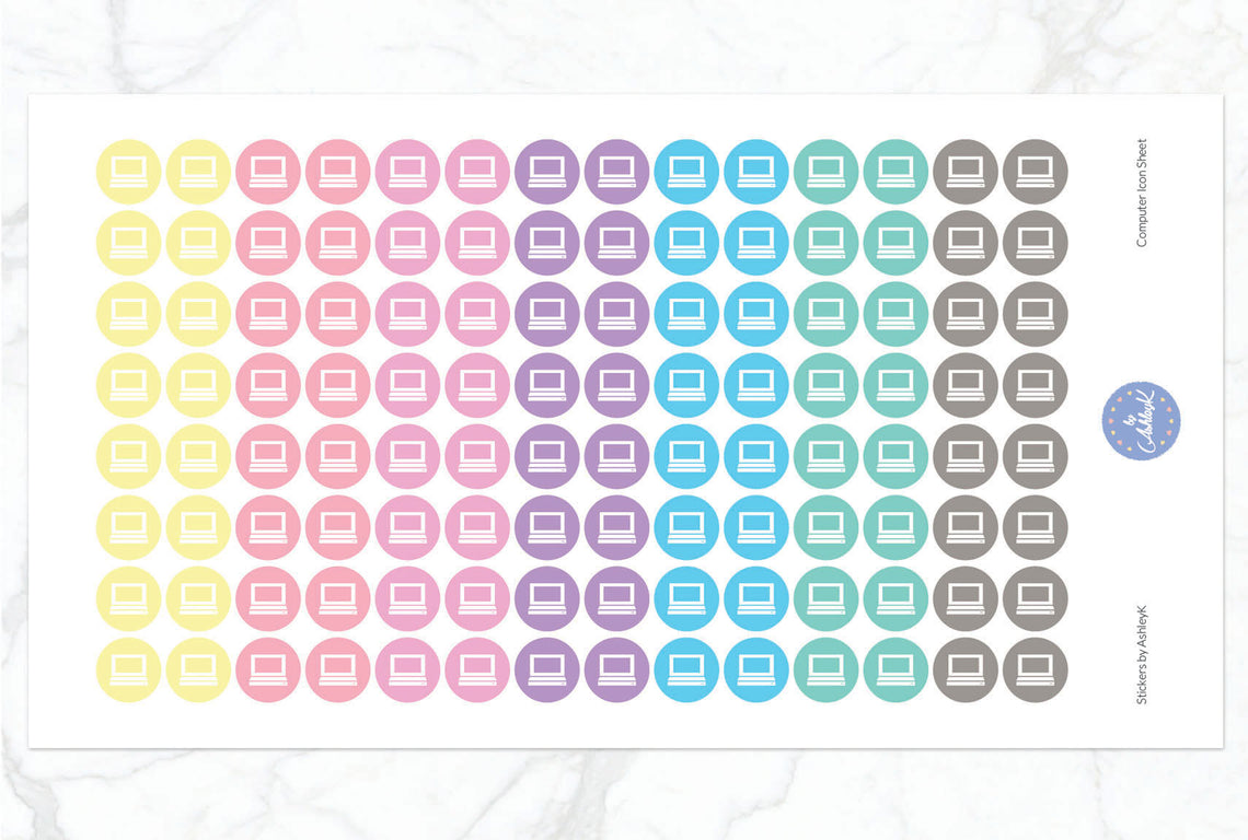 Computer Icon Stickers - Pastel