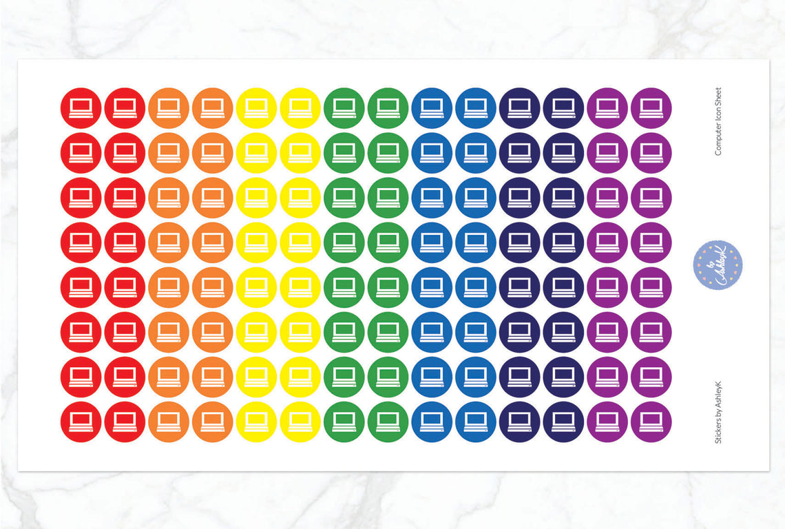 Computer Icon Stickers - Rainbow