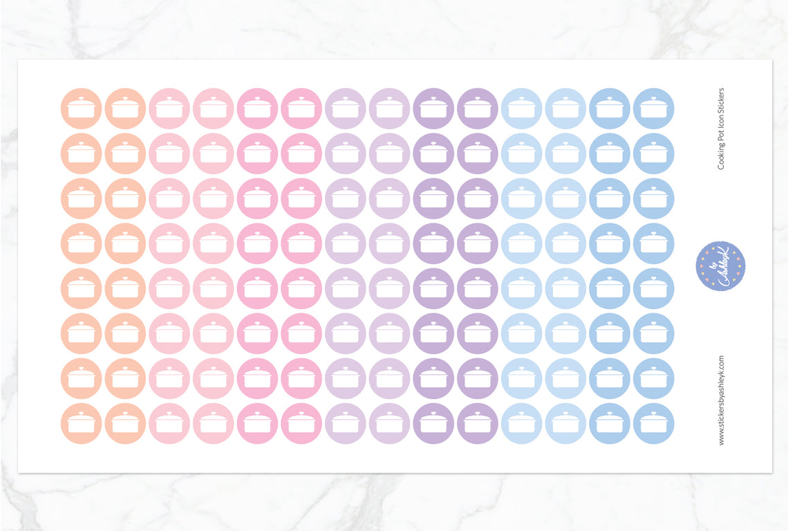 Cooking Pot Icon Round Stickers - Pastel Sunset