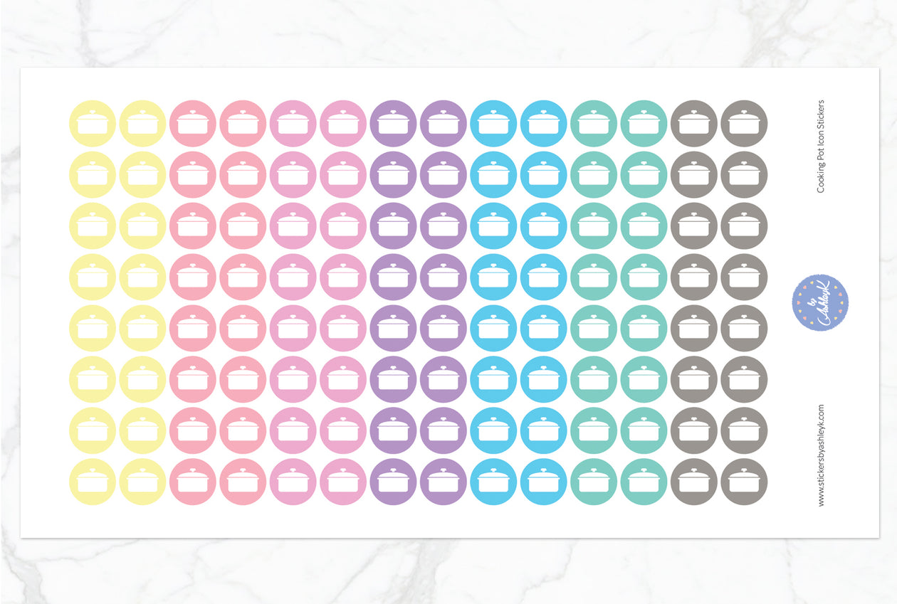 Cooking Pot Icon Round Stickers - Pastel