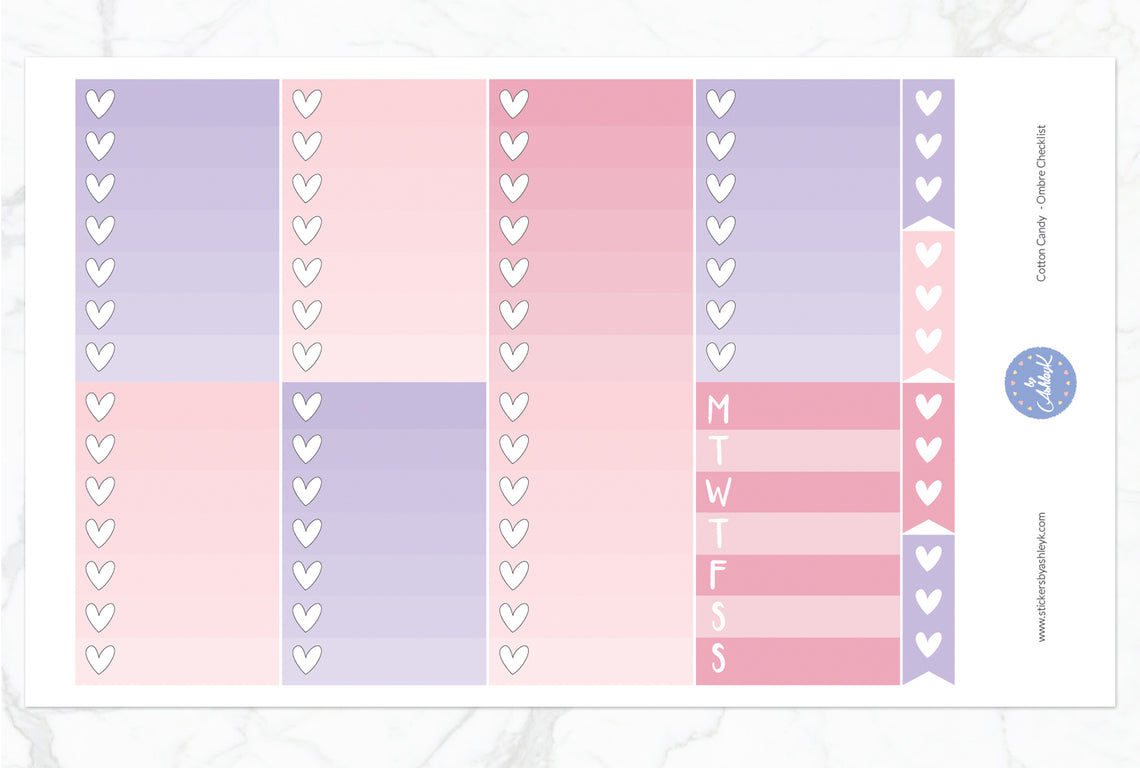 Cotton Candy Weekly Kit  - Ombre Checklist Sheet