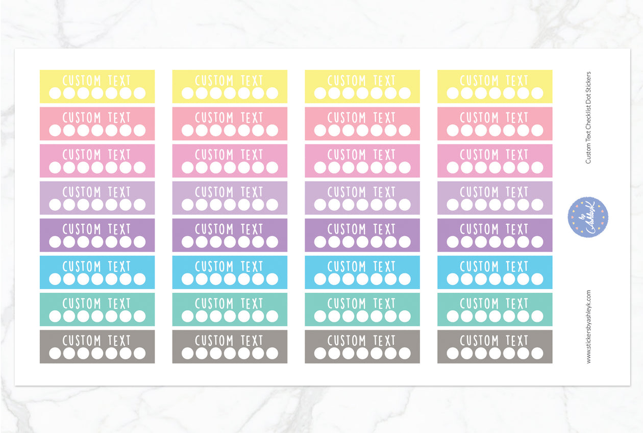 Custom Text Checklist Dot Stickers - Pastel