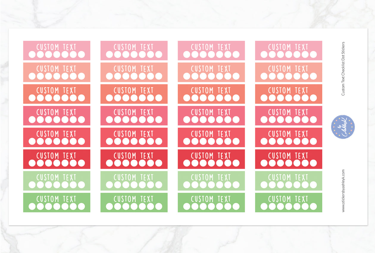 Custom Text Checklist Dot Stickers - Strawberry