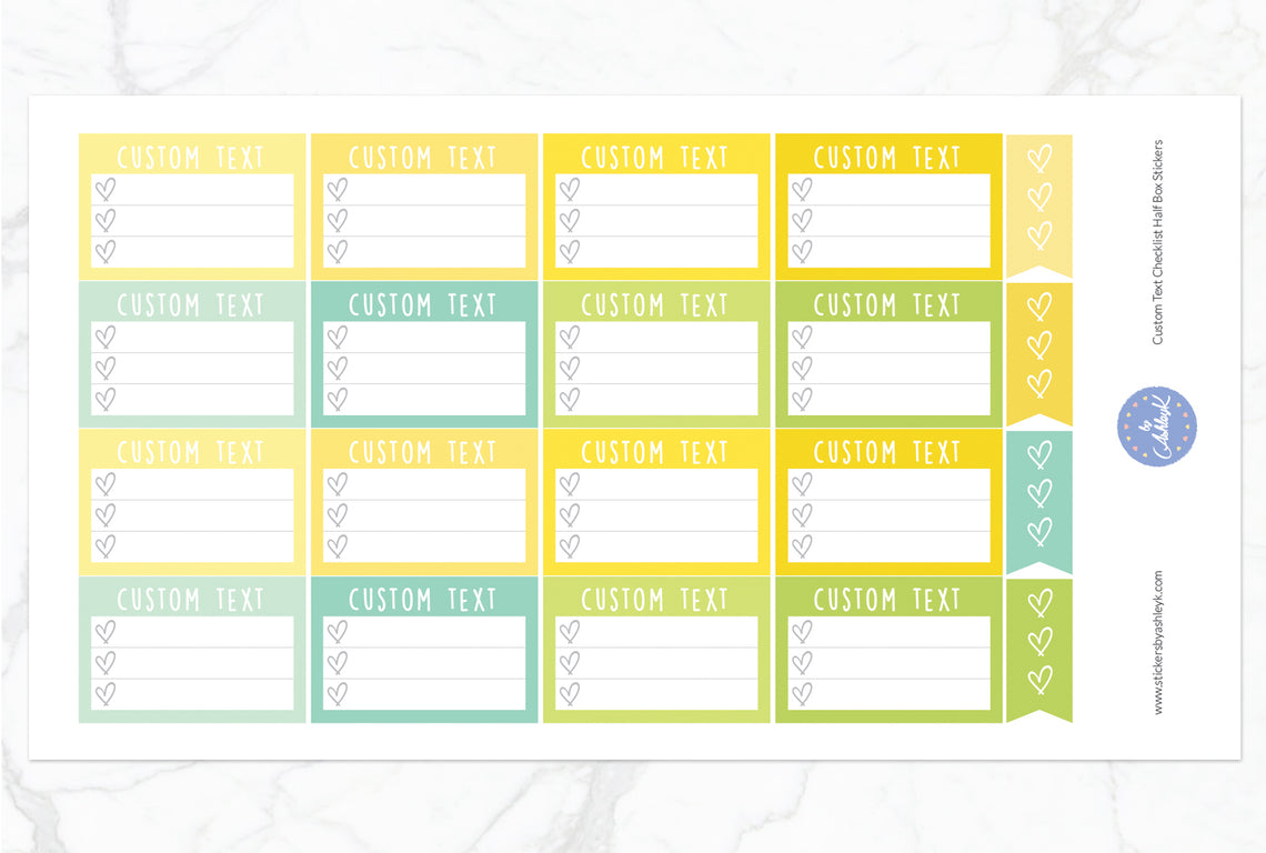 Custom Text Checklist Half Box Stickers - Lemon&Lime