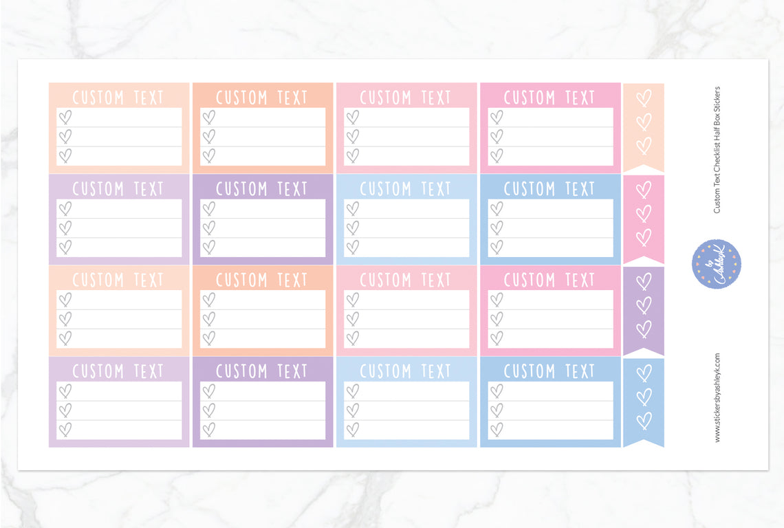 Custom Text Checklist Half Box Stickers - Pastel Sunset