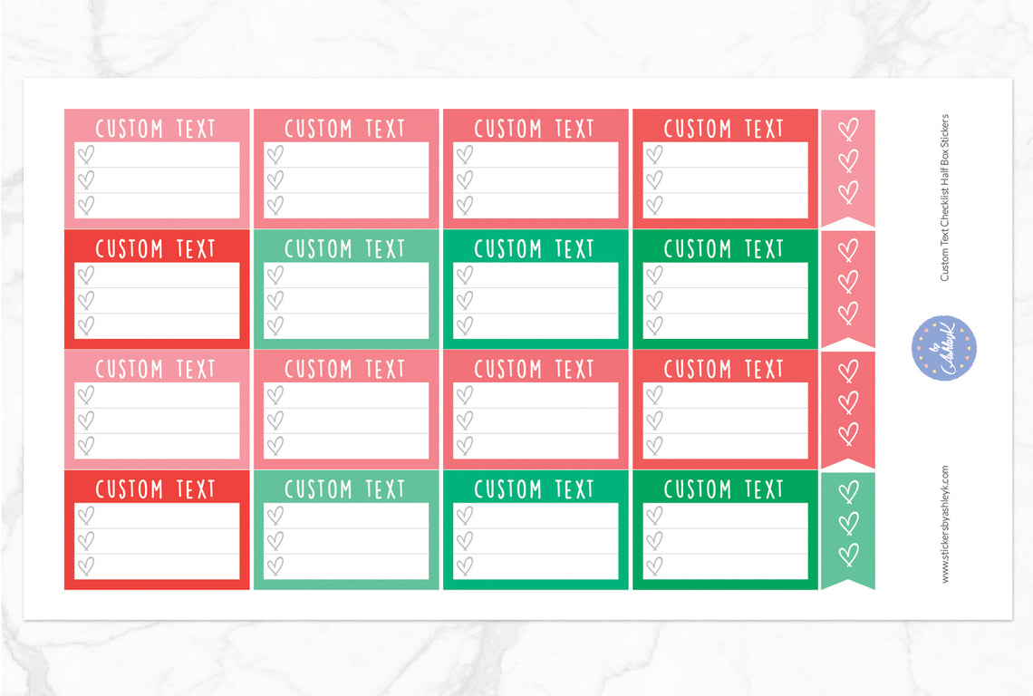 Custom Text Checklist Half Box Stickers - Watermelon