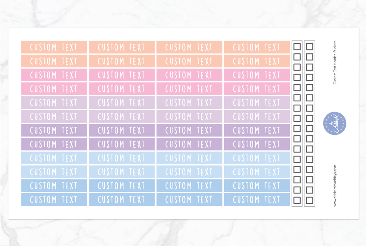Custom Text Header Stickers - Pastel Sunset