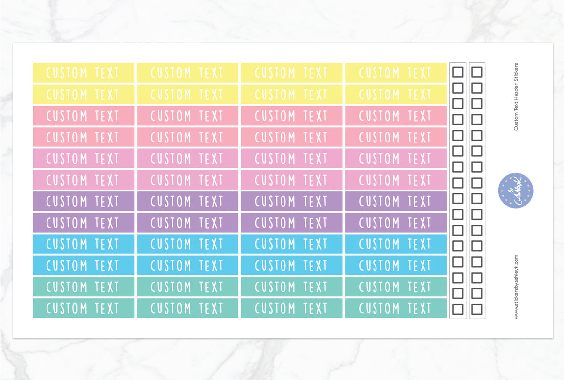 Custom Text Header Stickers - Pastel