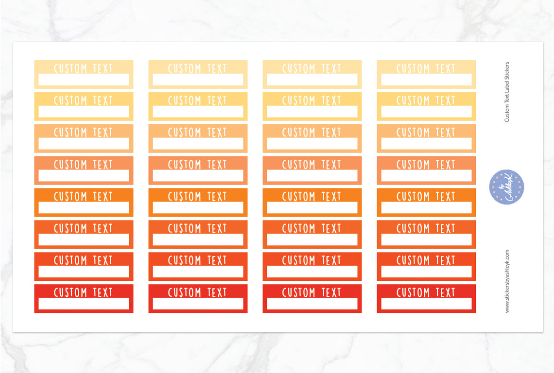 Custom Text Label Stickers - Orange