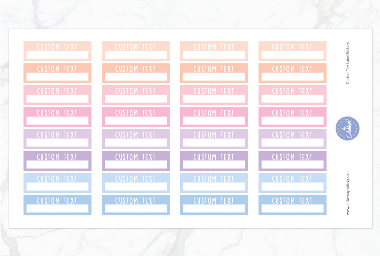 Custom Text Label Stickers - Pastel Sunset